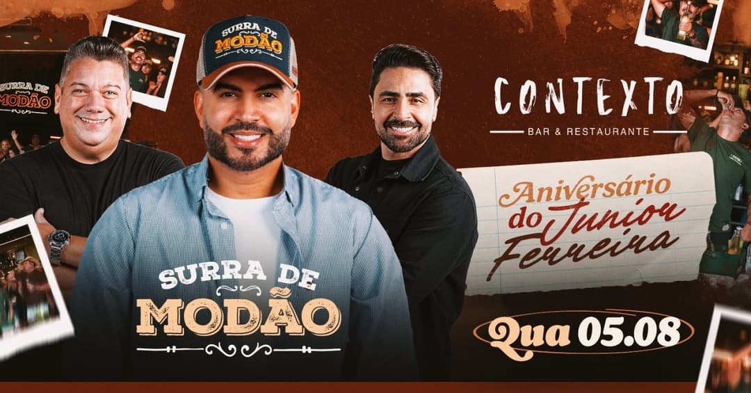 Cartaz de Surra de Modão + Cardápio em Dobro na Varanda do Contexto