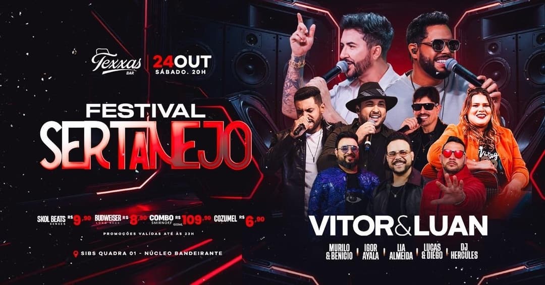 Cartaz de TEXXAS BAR | VITOR e LUAN - SÁBADO | MURILO e BENÍCIO e CONVIDADOS - DJ HERCULES