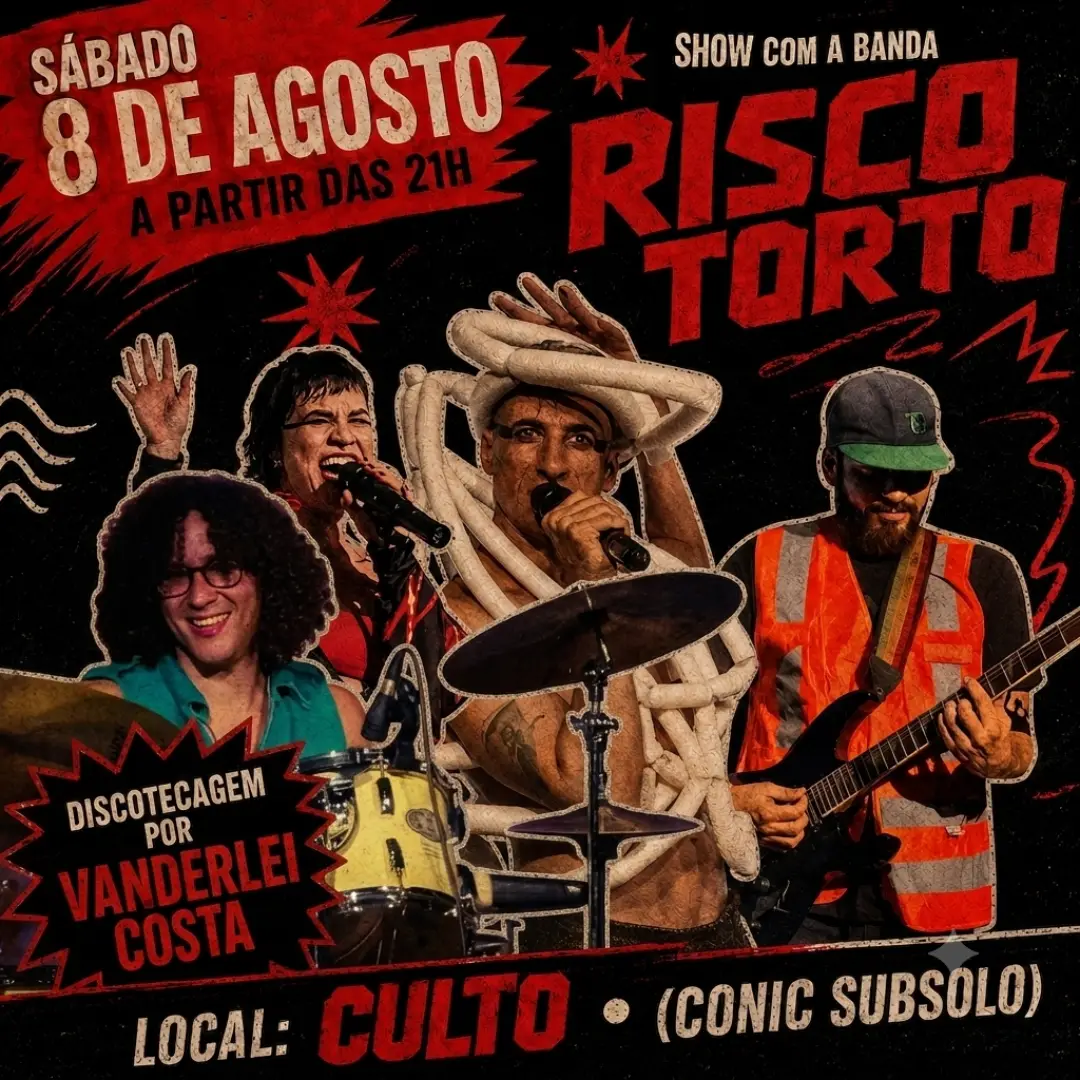 Cartaz de Show com a banda Risco Torto