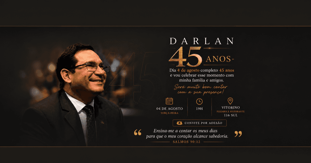 Cartaz de Darlan Barbosa faz 45 anos | Confirmação de presença