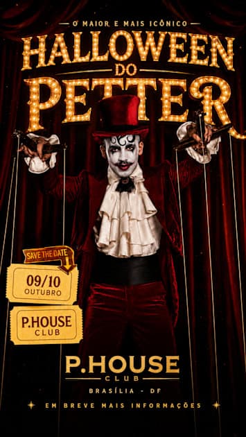 Cartaz de Halloween Do Petter Reinauguração P.House